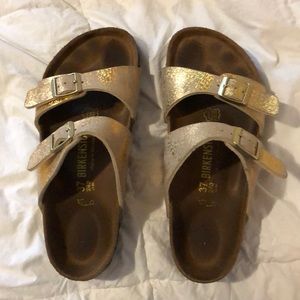 Gold Shimmer/Distressed Birkenstocks